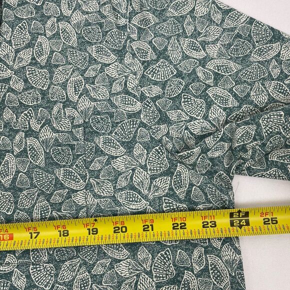 LL Bean Mens Green White Seashells Button Up Short Sleeve-M - Picture 8 of 12